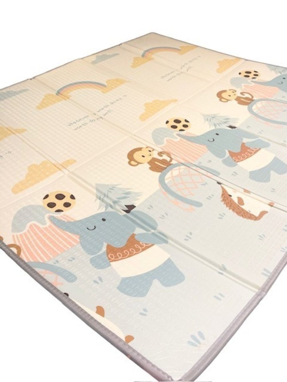 Extra Large Foldable Baby Play Mat 70x77.5 Double Sided Foam Mat XL Elephant